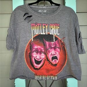 Distressed vintage motley crue theatre of pain band shirt cropped